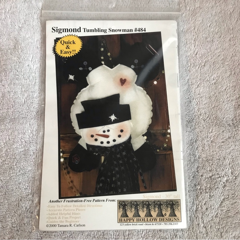 Sigmond Tumbling Snowman Happy Hollow Designs #484 Quick & Easy 2000